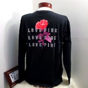 VS PINK FLORAL BLING LONGSLEEVE TEE